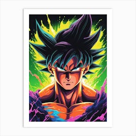 Goku Dragon Ball Z Neon Iridescent (11) Art Print