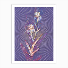 Geometric Elder Scented Iris Mosaic Botanical Art on Veri Peri n.0001 Art Print