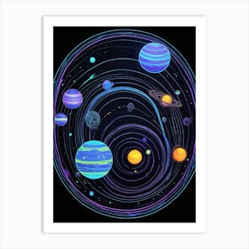 Default Neon Black Light Sgraffito Solar System 3d Illustratio 2 (2) Art Print