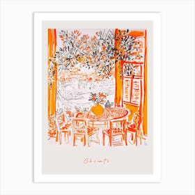 Chianti Italy Orange Drawing Poster Art Print