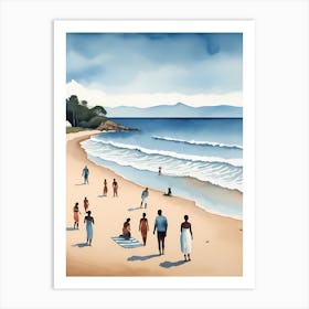 People On The Beach Painting (7) Art Print