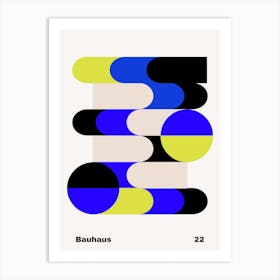 Geometric Bauhaus Poster Electric Blue 22 Art Print
