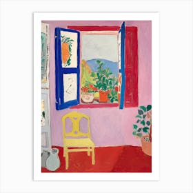 Open Window With A Yellow Chair Art Print