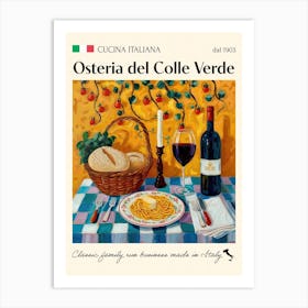 Osteria Del Colle Verde Trattoria Italian Poster Food Kitchen Art Print