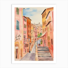 Perugia, Italy Watercolour Streets 1 Art Print