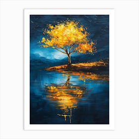 Tree By The Lake 4 Art Print