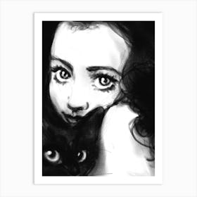 Girl With A Cat 1 Art Print