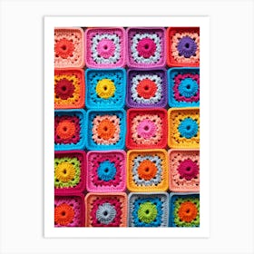 Crochet Granny Square  Retro 4 Art Print
