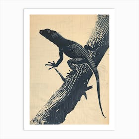 Lizard Block Print 5 Art Print