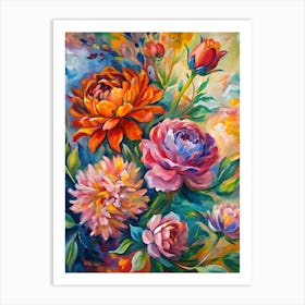 Colorful Peonies Art Print