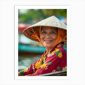 Old Lady In A Boat Art Print