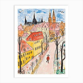 Warsaw, Dreamy Storybook Illustration 1 Art Print