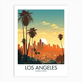 Los Angeles Travel Print California United States Sunset Gift Art Print