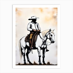 Cowboy On Horseback Art Print