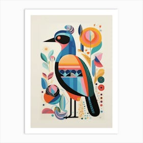 Colourful Scandi Bird Mallard Duck 1 Art Print