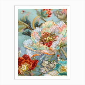 Embroidered Flowers 6 Art Print