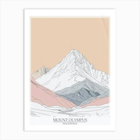 Mount Olympus Macedonia Color Line Drawing 7 Poster Art Print
