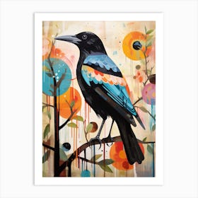 Bird Painting Collage Crow 3 Art Print