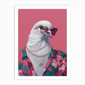 Pigeon with clothes and glasses Art Print