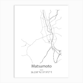 Matsumoto,Japan Minimalist Map Art Print