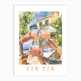 Cin Cin Cheers Cocktail Print Art Print