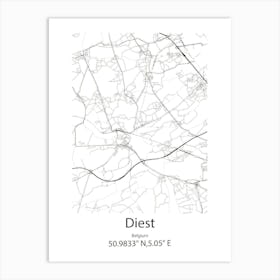 Diest,Belgium Minimalist Map Art Print