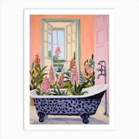 A Bathtube Full Of Foxglove In A Bathroom 2 Art Print