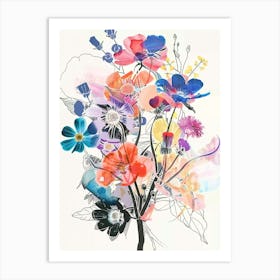 Cineraria Collage Flower Bouquet Art Print