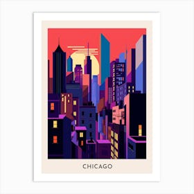 Chicago Colourful Travel Poster 3 Art Print