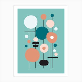 Mid Century Modern Abstract 22 Aqua Art Print