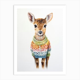 Baby Animal Wearing Sweater Fawn 2 Art Print
