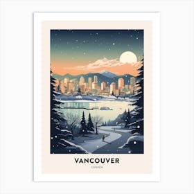 Winter Night  Travel Poster Vancouver Canada 3 Art Print