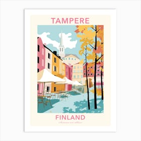 Tampere, Finland, Flat Pastels Tones Illustration 2 Poster Art Print