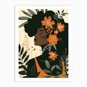 African Woman With Flowers 5 Art Print