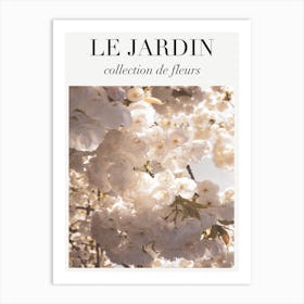 Le Jardin White Flowers Art Print