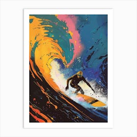 Surfer In The Colourful Wavy Sea Art Print