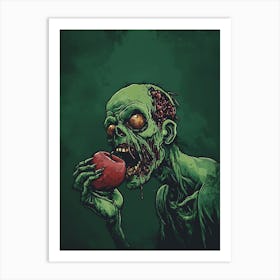 Scary Zombie Eating An Apple 9 Art Print