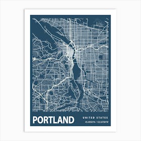 Portland Blueprint City Map 1 Art Print