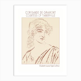 Line Art Minimalist – Corisande De Gramont, Countess Of Tankerville – Elisabeth Louise – Classic Painting 1 Art Print