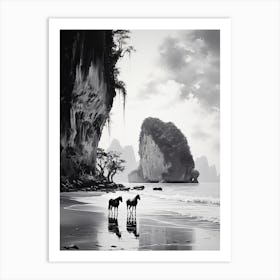 A Horse Oil Painting In Railay Beach, Thailand, Portrait 3 Art Print