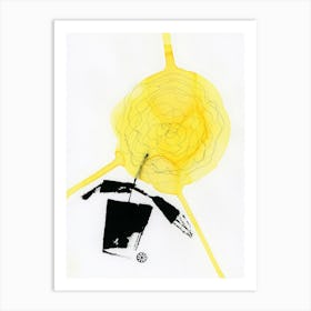 Yellow Sunflower In A Black Vase 2 - minimal abstract floral vertical Art Print