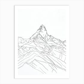 Annapurna Nepal Line Drawing 5 Art Print
