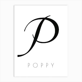 Poppy Typography Name Initial Word Art Print