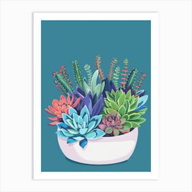 Succulents Plant Minimalist Illustration 6 Art Print