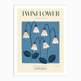 Vintage Blue And White Twin Flower Of Sweden Art Print