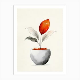 Watercolor Plant In A Bowl Art Print