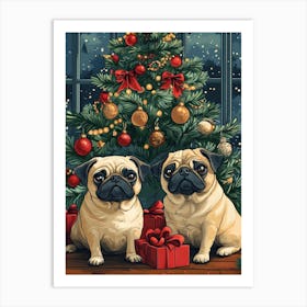 Christmas Pugs 17 Art Print