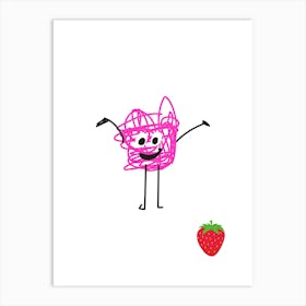 Strawberry.A work of art. Children's rooms. Nursery. A simple, expressive and educational artistic style. Art Print