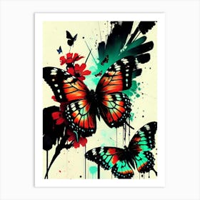 Butterflies And Flowers 20 Art Print