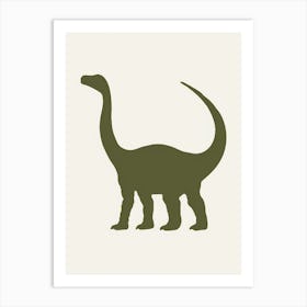 Olive Green Dinosaur Silhouette 2 Art Print